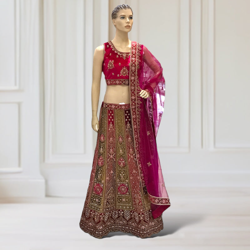 Lehenga + Choli + Scarf ( sleeve attachable)