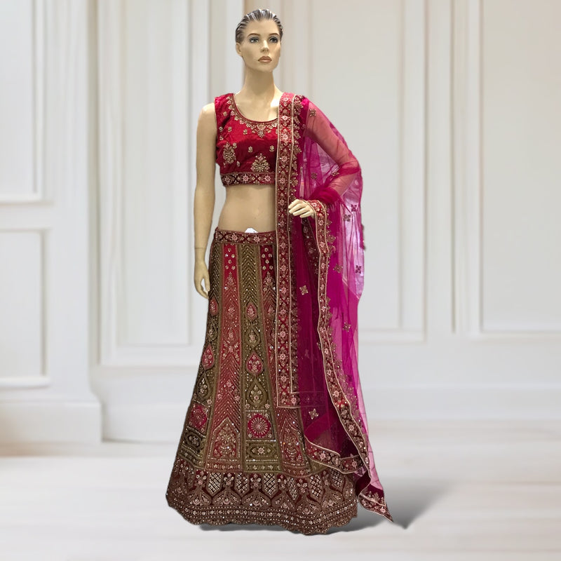 Lehenga + Choli + Scarf ( sleeve attachable)