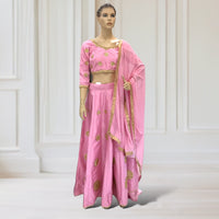 Lehenga +Choli + Scarf ( long sleeves- Gold)