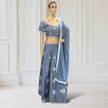 Lehenga + Choli + Scarf ( short sleeves-Silver )