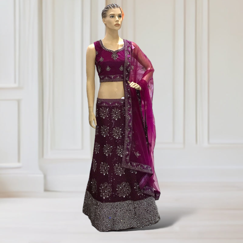 Lehenga + Choli + Scarf (sleeve attachable)