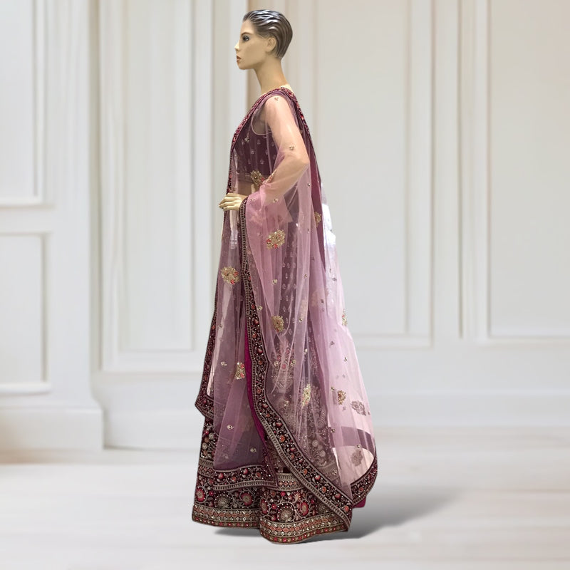 Lehenga + Choli + Scarf ( sleeve attachable)