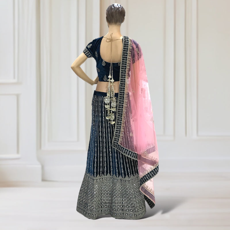 Lehenga + Choli + Scarf (sshort sleeve)