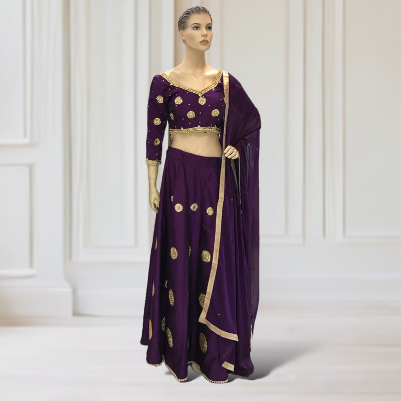 Lehenga + Choli + Scarf ( long sleeves)