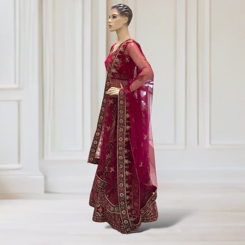 Lehenga + Choli + Scarf ( sleeves attachable)