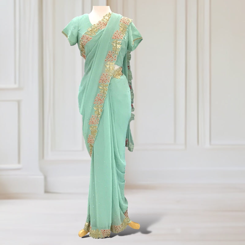 EMBROIDERY SAREE/READY BLOUSE