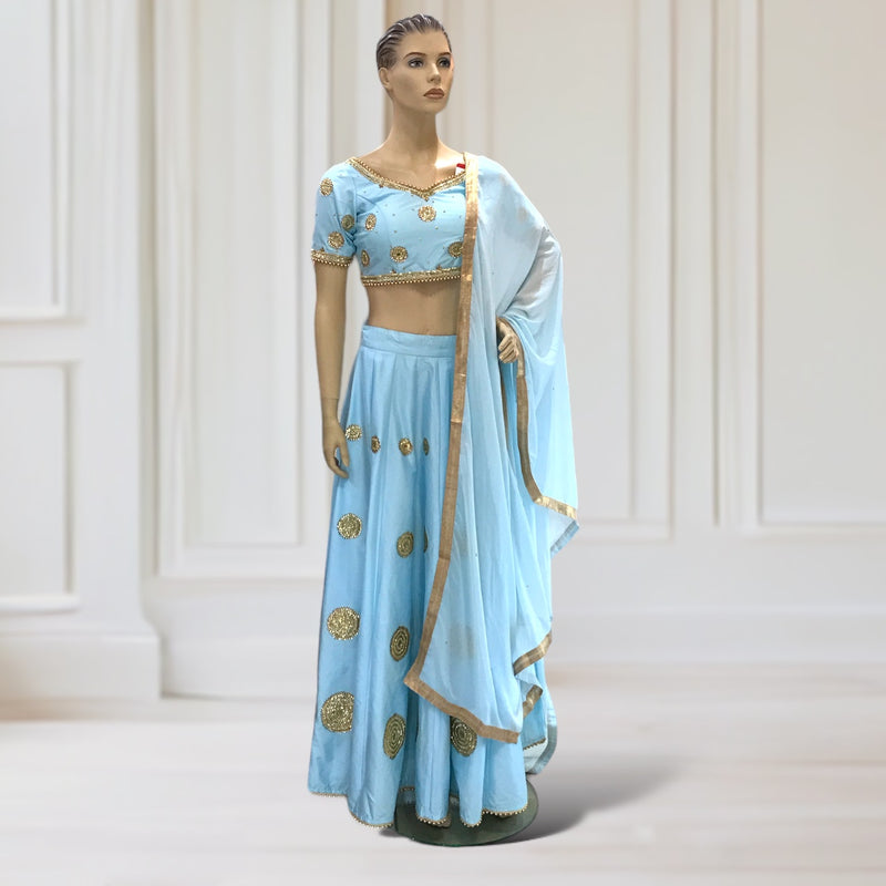 Lehenga + Choli + Blouse ( beaded short sleeves)