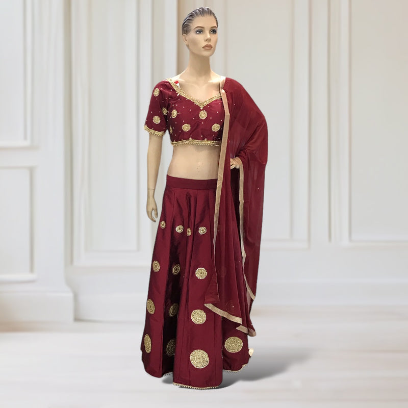 Lehenga + Choli + Scarf ( short sleeves)