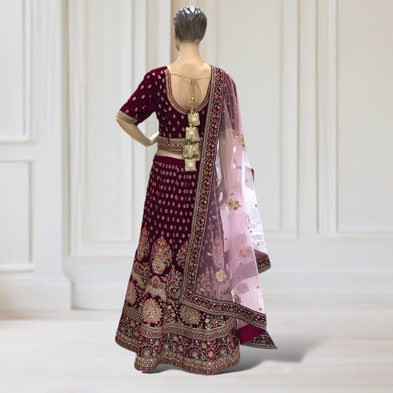 Lehenga + Choli + Scarf ( short sleeves)