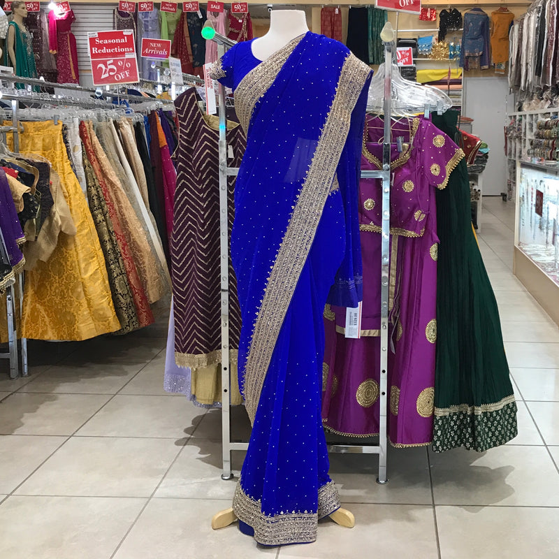 EMBROIDERY SAREE/READY BLOUSE