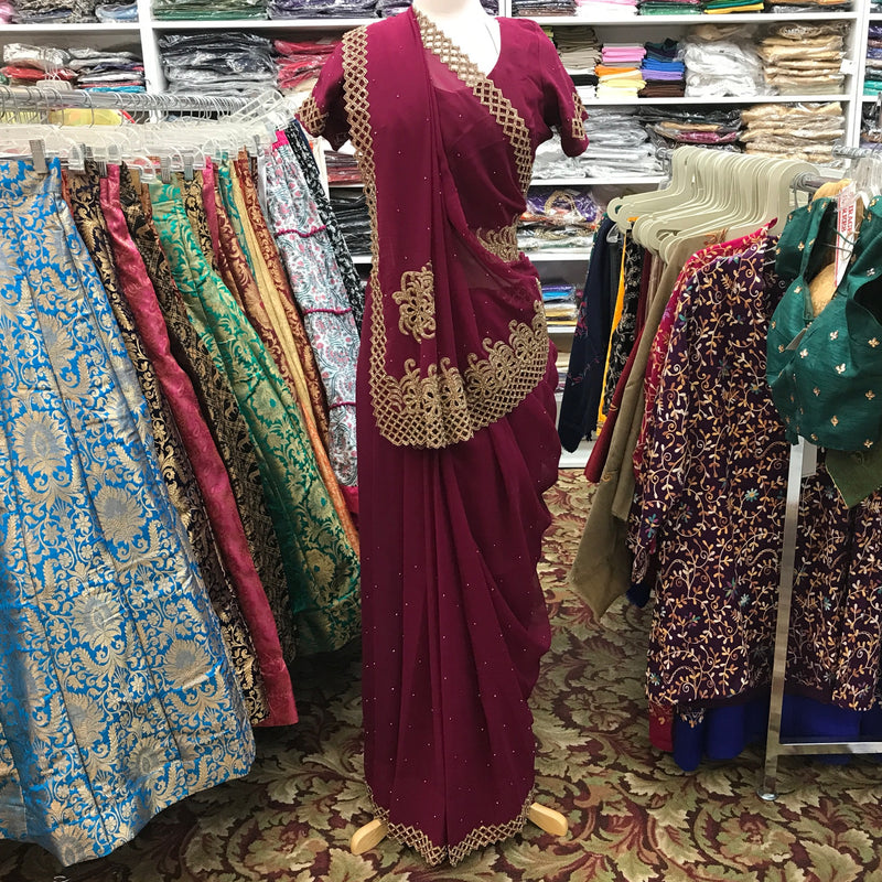 EMB SAREE/R.BLOUSE