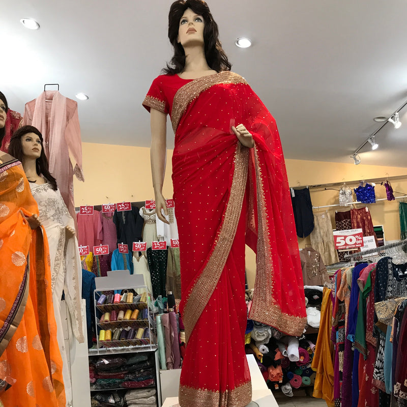 EMB SAREE R WITH BLOUSE