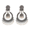 Antique Indian Women's White Beads Tassel Jhumka Earrings