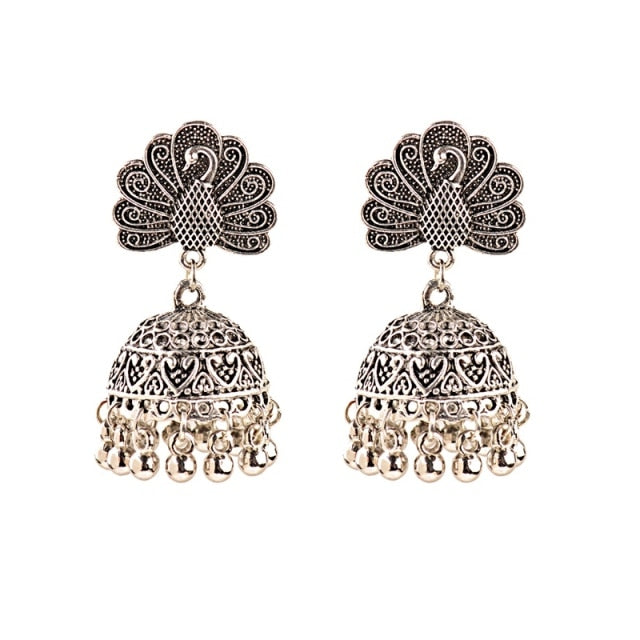 New Ethnic Vintage Women's Geometric Turkish Jhumka Earrings Indian Jewelry Gold Bell Tassel Dangling Earrings Turkey Jewelry