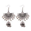 Ethnic Retro Big Round Turkish Bells Indian Jhumka Earrings Silver