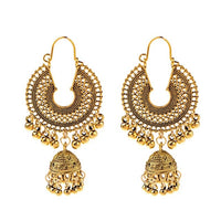 Ethnic Retro Big Round Turkish Bells Indian Jhumka Earrings Silver