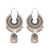 Ethnic Retro Big Round Turkish Bells Indian Jhumka Earrings Silver