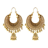 Ethnic Retro Big Round Turkish Bells Indian Jhumka Earrings Silver