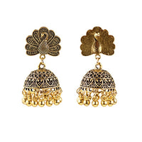 Retro Bollywood Oxidized Gypsy Earrings Jewelry Women Ethnic Gold Afghan Birdcage