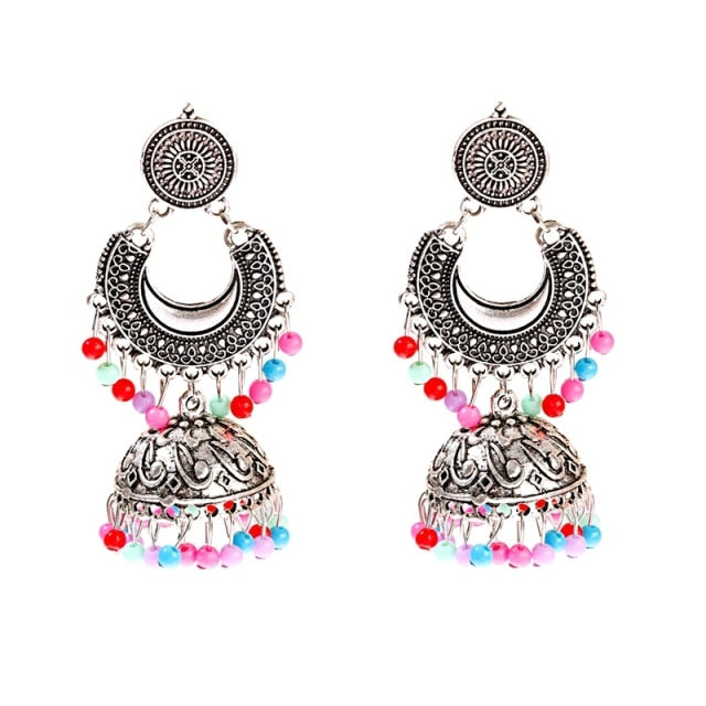 New Retro Sector Silver Color Turkish Bells Indian Jhumka Earrings