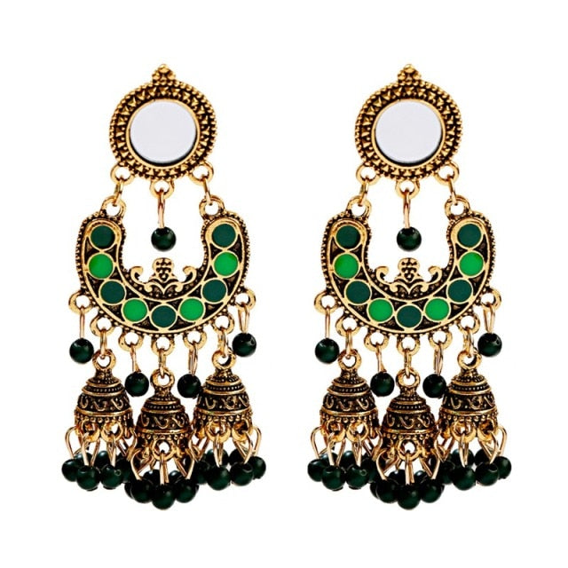 New Retro Sector Silver Color Turkish Bells Indian Jhumka Earrings