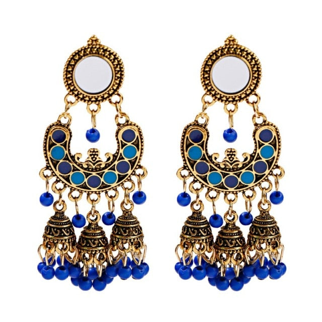 New Retro Sector Silver Color Turkish Bells Indian Jhumka Earrings