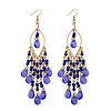 Classic Trendy Blue Crystal Long Tassel Dangle Earring