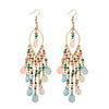 Classic Trendy Blue Crystal Long Tassel Dangle Earring