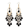 Classic Trendy Blue Crystal Long Tassel Dangle Earring