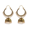 Antique Indian Women's White Beads Tassel Jhumka Earrings