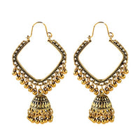 Antique Indian Women's White Beads Tassel Jhumka Earrings