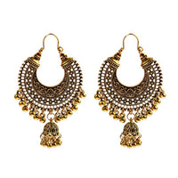 Antique Indian Women's White Beads Tassel Jhumka Earrings