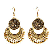 Antique Indian Women's White Beads Tassel Jhumka Earrings