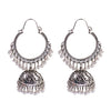 Antique Indian Women's White Beads Tassel Jhumka Earrings