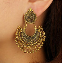 GTQ  Metal Tassel Jhumka Indian Ethnic Bollywood Dangle Earrings