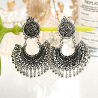 GTQ  Metal Tassel Jhumka Indian Ethnic Bollywood Dangle Earrings