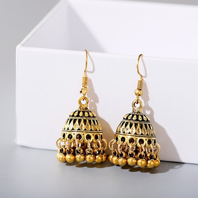 Boho Afghan Ethnic Drop Earrings For Women Pendient Gold Gyspy Silver