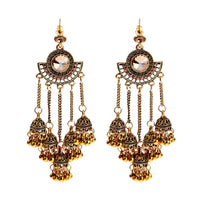 Retro Bollywood Oxidized Gypsy Earrings Jewelry Women Ethnic Gold Afghan Birdcage