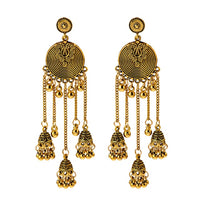 Retro Bollywood Oxidized Gypsy Earrings Jewelry Women Ethnic Gold Afghan Birdcage