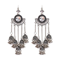 Retro Bollywood Oxidized Gypsy Earrings Jewelry Women Ethnic Gold Afghan Birdcage