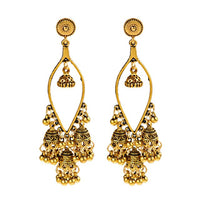 Retro Bollywood Oxidized Gypsy Earrings Jewelry Women Ethnic Gold Afghan Birdcage