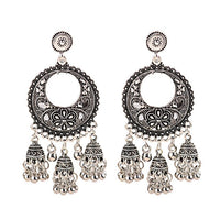 Retro Bollywood Oxidized Gypsy Earrings Jewelry Women Ethnic Gold Afghan Birdcage