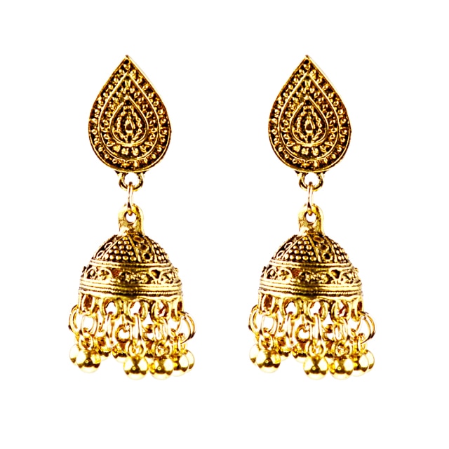 Retro Bollywood Oxidized Gypsy Earrings Jewelry Women Ethnic Gold Afghan Birdcage