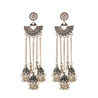 Retro Bollywood Oxidized Gypsy Earrings Jewelry Women Ethnic Gold Afghan Birdcage