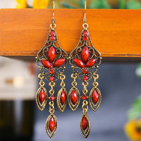 Bohemian Ethnic Earrings 2021 Women Vintage Alloy Hollow Out Carved Flower Rhinestones