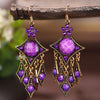 Bohemian Ethnic Earrings 2021 Women Vintage Alloy Hollow Out Carved Flower Rhinestones