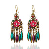 Bohemian Ethnic Earrings 2021 Women Vintage Alloy Hollow Out Carved Flower Rhinestones